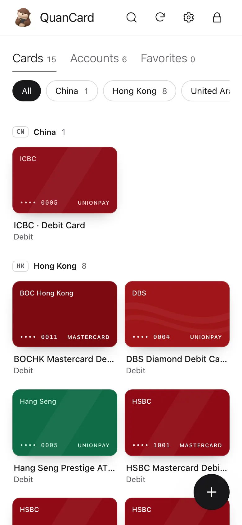 The web vault in a phone browser